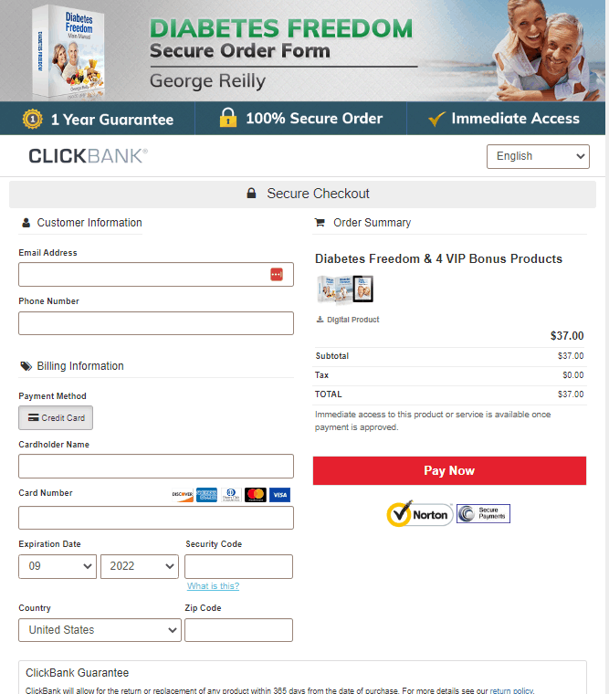 Diabetes Freedom- Order Page